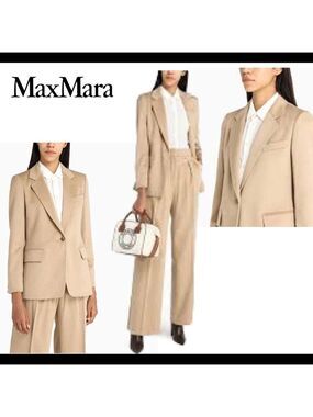 MAXMARA NWOT tan camel caramel brown 100% wool blazer Sz 14